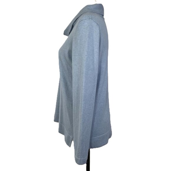 Jones New York Silk Angora Blend Mock Neck Sweater Light Blue Size LP - Picture 2 of 13